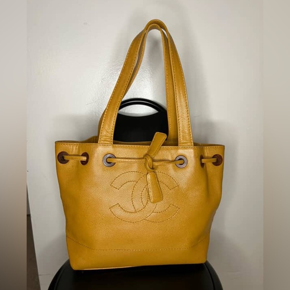 Chanel Yellow Caviar Leather Drawstring Tote – Authenticated & Preloved